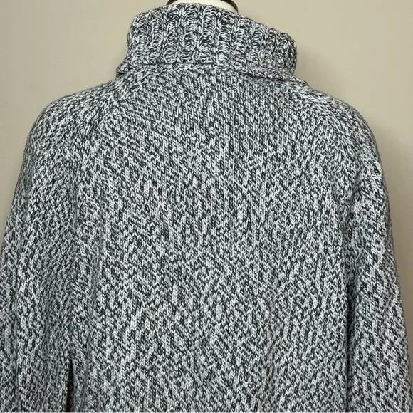 Eddie Bauer Cotton Grey Black Chunky Knit Turtleneck Sweater Size S - Picture 4 of 6